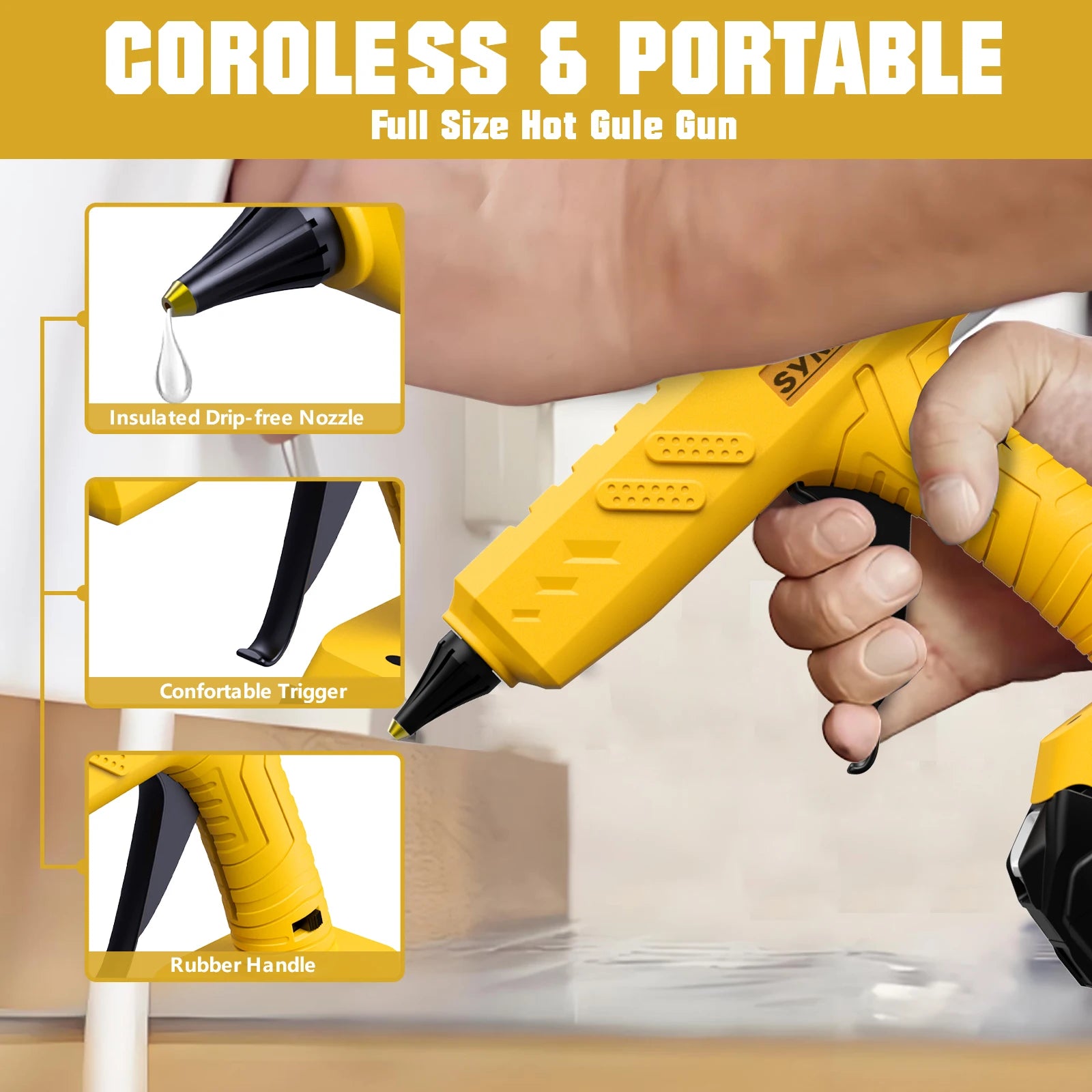 Cordless Electric Hot Glue Gun For DEWALT 18V Battery Hot Melt Welding With 10Pcs 11mm For Christmas Decoration Toy Car Crafting