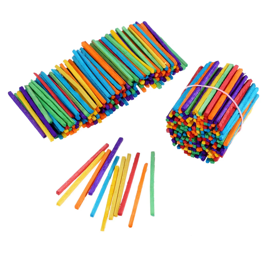200pcs/set Wood Sticks Match Rods Colorful 3D Puzzle DIY Craft Kids Mathematics Teaching Aids Educational Learning 4.2cm Length