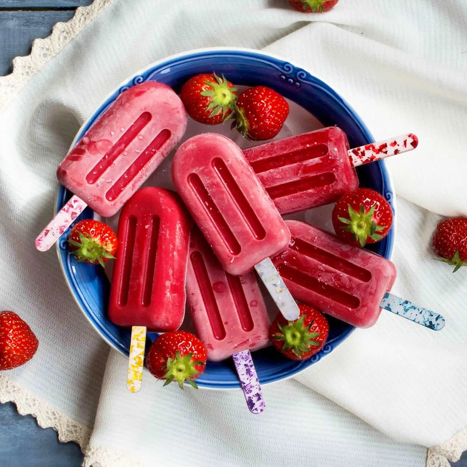 10 pcs Reusable Colorful Acrylic Popsicle Sticks, Cakesicle Sticks, Ice Cream Sticks, Craft Sticks, Chocolate Lollipop Holder