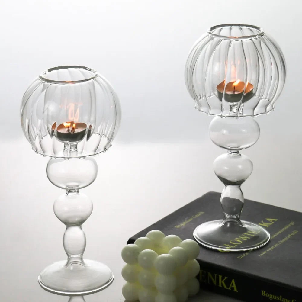 Nordic Style Transparent Glass Candle Holder Romantic Wedding Decoration Modern Candle Holder Home Table Centerpiece Decor