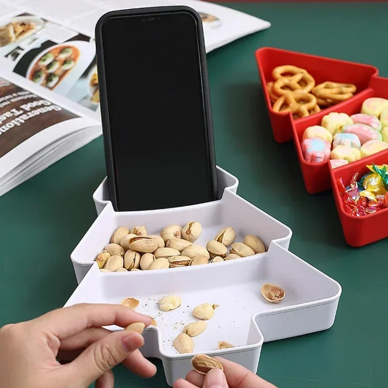 1-20PCS Christmas Tree Shaped Fruit Tray Plastic Candy Snack Tray Dried Fruit Melon Plate Party Supplies Home Decoration