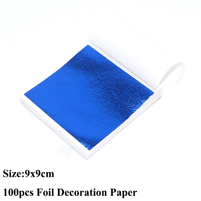 100pcs Imitation Gold Sliver Copper Foil Paper DIY Resin Candle Plaster Craft Leaf Flake Gilding Sheets Art Nail Home Decoration