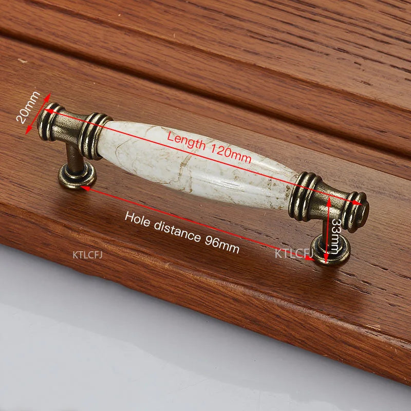 European Bronze Ceramic Cabinet Handles Zinc Alloy Drawer Knobs Wardrobe Door Handles Furniture Handle