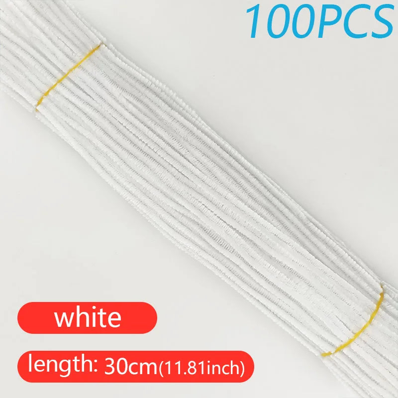 100PCS Colorful Twisted Rod DIY Handcraft Bar Wire Imaginative Wool Root Fluffy Bar Iron Wire Sticks Art Kids Educational Toys
