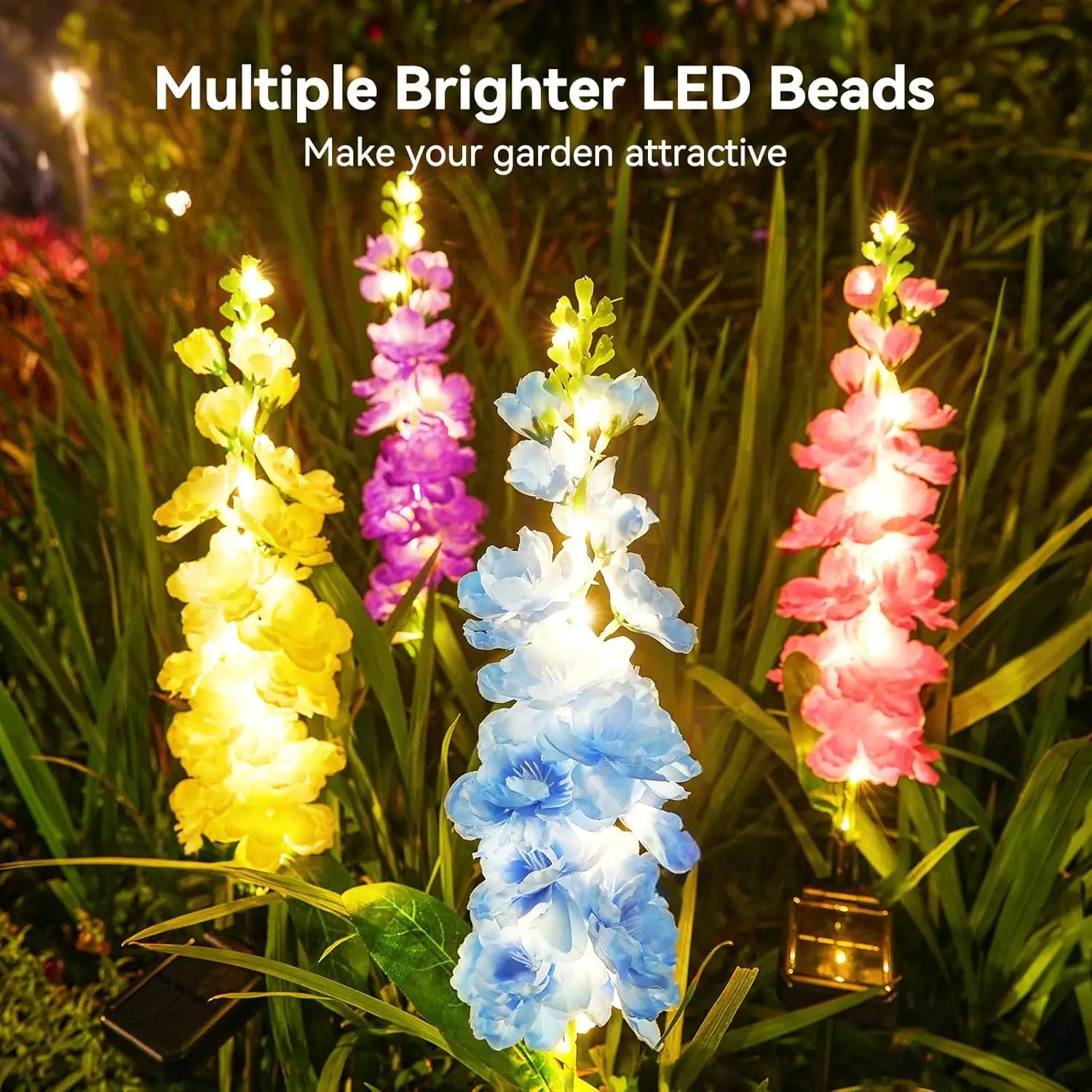 2/4 Pack Upgraded Solar Garden Lights with 36 LEDs, Solar Lights for Outside, Outdoor Solar Flowers Lights for Yard Patio