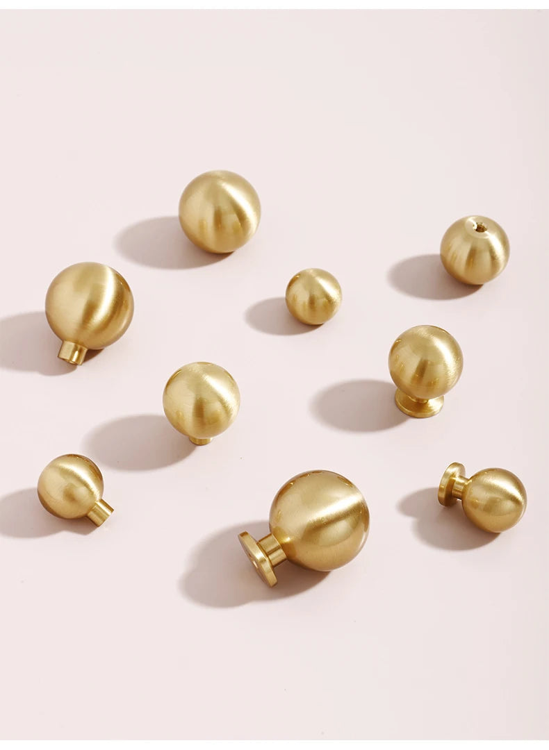 Santaya Brass Knob Round Furniture Handle Ball Modern Minimalist Gold Drawer Knob Wardrobe Pull Kitchen Handle Solid Single Hole