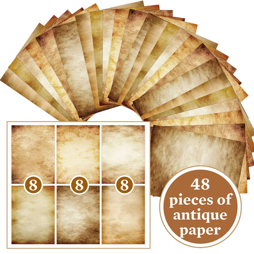 For Fun 48 Sheets Vintage Scrapbook Material Paper DIY Junk Journal Collage Photo Album Retro Background Paper A4 Printing Paper
