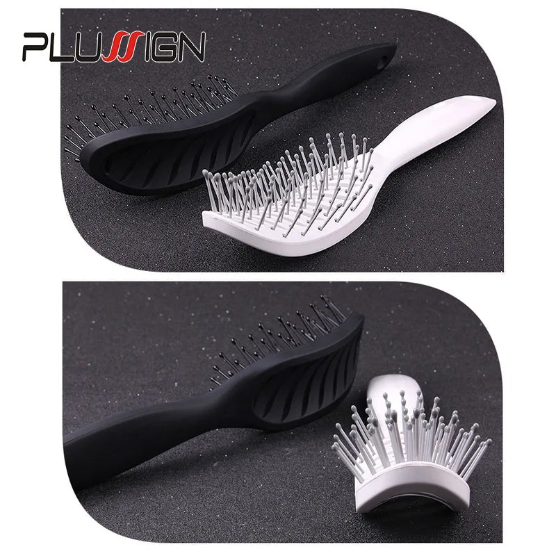 Styling Curly Hair Brush Salon Massager Comb Brush Detangling Drying Brush Anti Static Curved Vent Brush Scalp Massage Comb