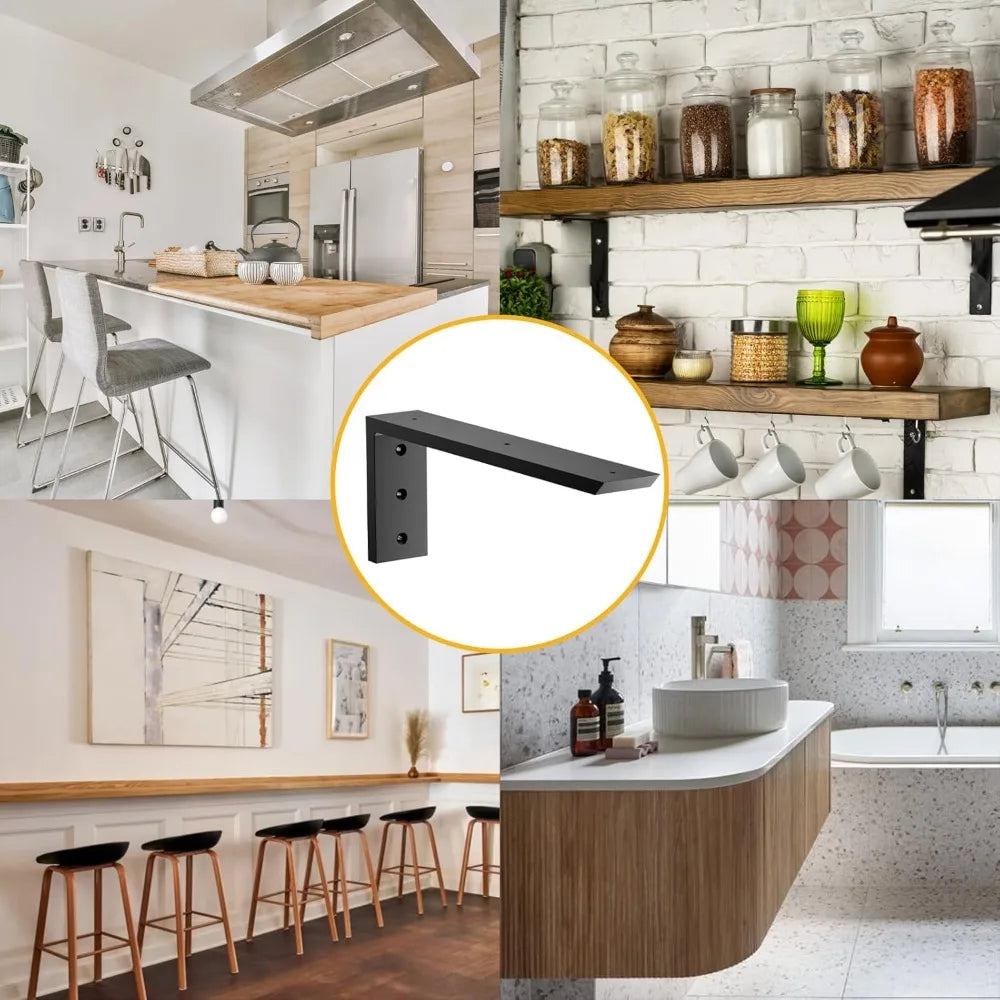 Heavy-Duty Granite Countertop Support Brackets, 16 Inch 4-Pack, 3/8 Thick, Premium Shelf L Brackets for Countertops