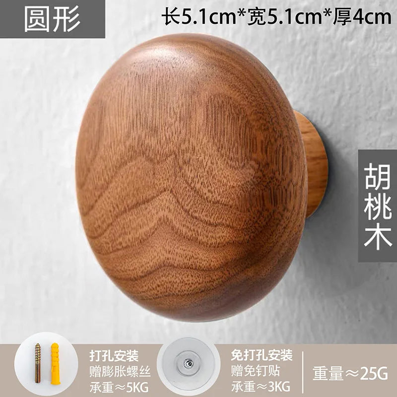 Natural Wooden Wall Mounted Coat Hooks Minimalist Hat Key Hanger Pegs For Hanging Towel Cap Bag Home Entryway Decoration 2025