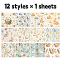 12pcs Easter-Themed Decorative Paper Pad,For Scrapbooking,Junk Journaling,Paper Cutting,Crafting,Holiday Home Decor Decoration