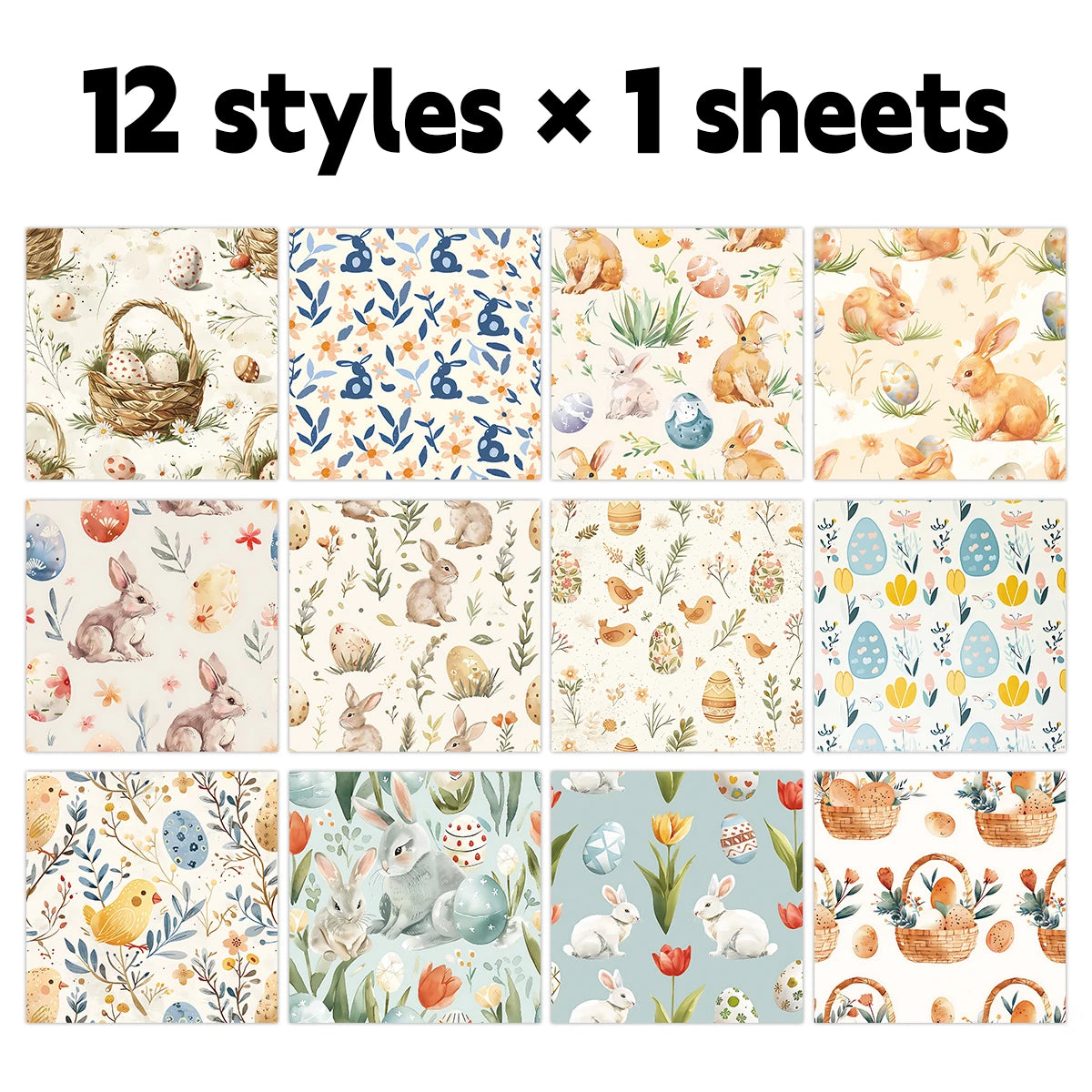 12pcs Easter-Themed Decorative Paper Pad,For Scrapbooking,Junk Journaling,Paper Cutting,Crafting,Holiday Home Decor Decoration