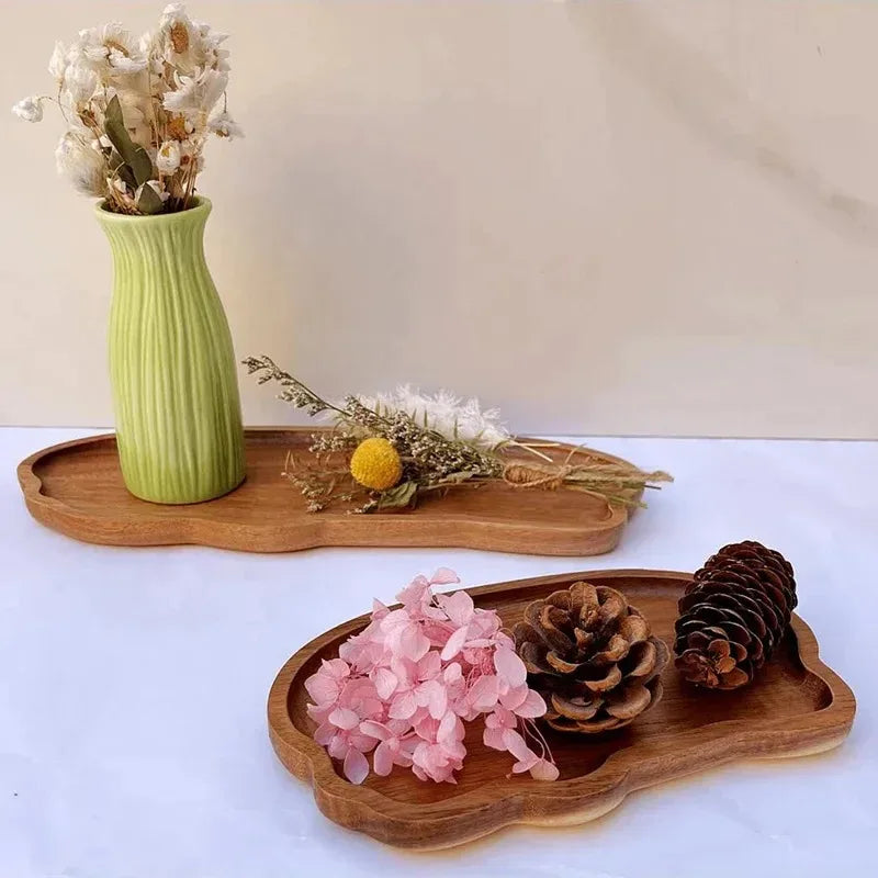 Japanese-Style Wooden Coffee Trays for Fruit Desserts Candies Bread Snacks Cakes Food Table Trays