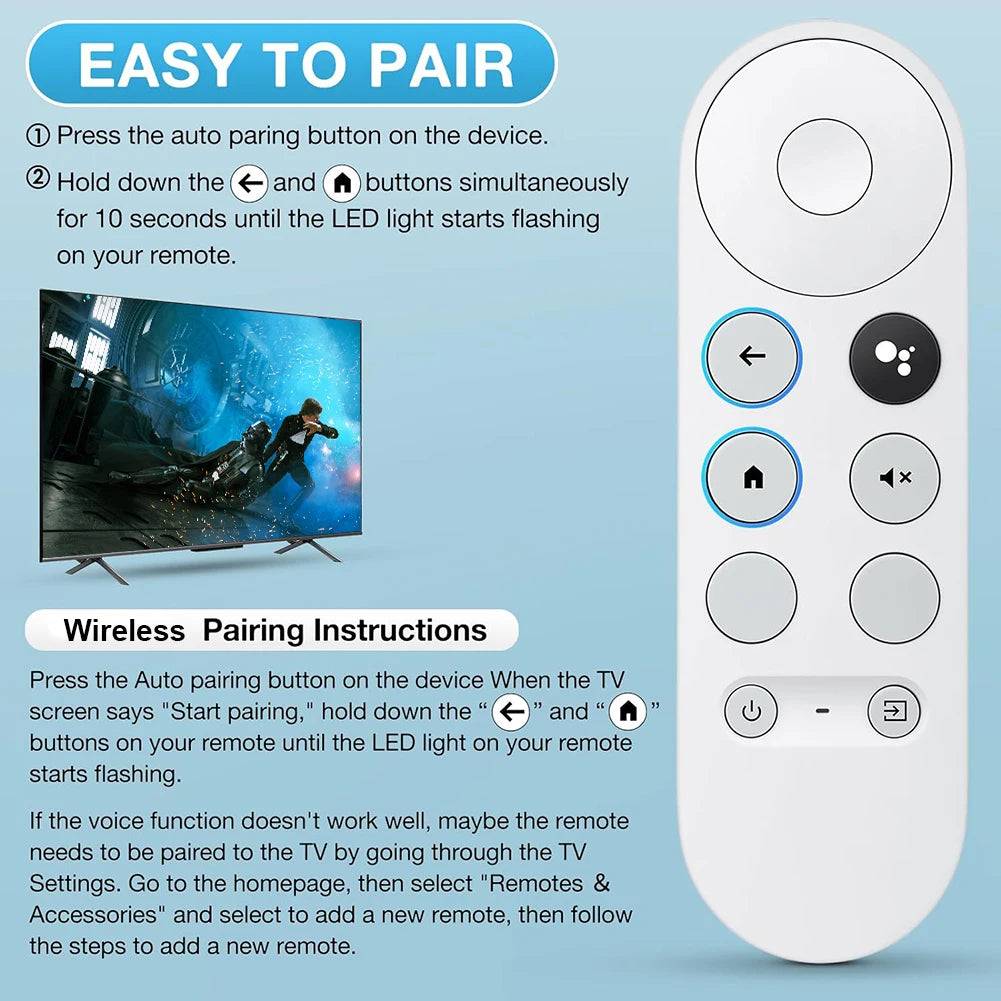 G9N9N Smart TV Remote Bluetooth-Compatible Voice Set-Top Box Remote Control Remote Controller for Google TV Chromecast 4K Snow