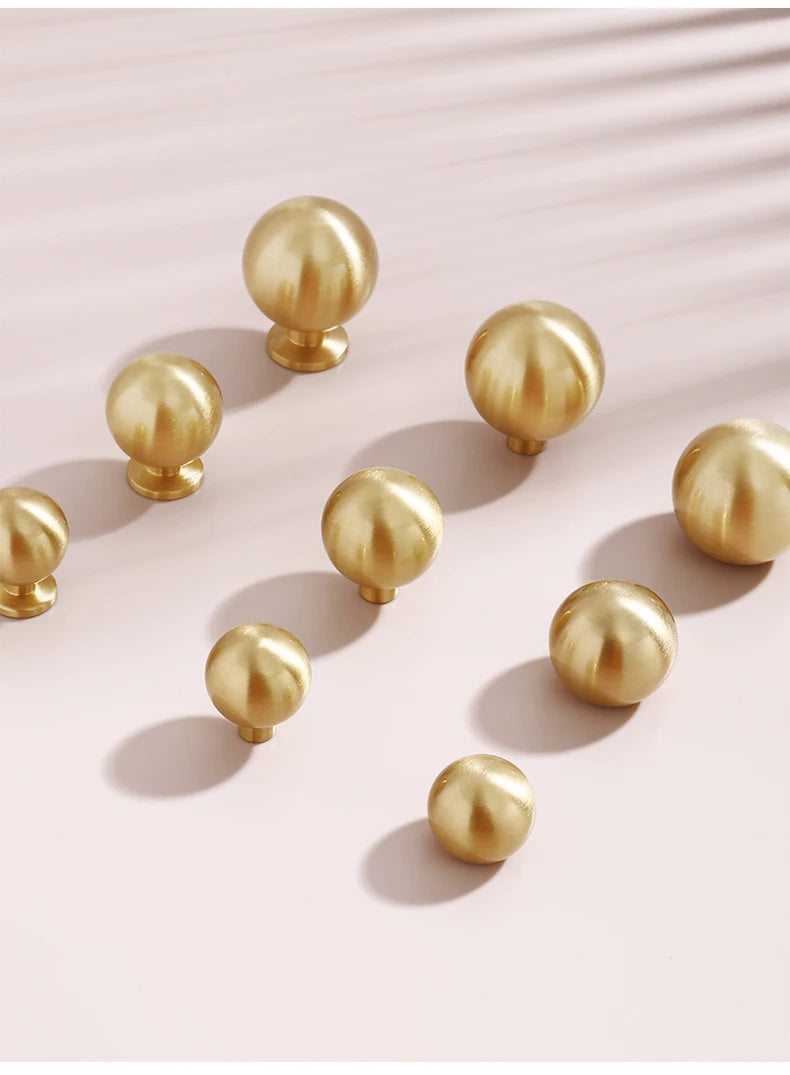 Santaya Brass Knob Round Furniture Handle Ball Modern Minimalist Gold Drawer Knob Wardrobe Pull Kitchen Handle Solid Single Hole