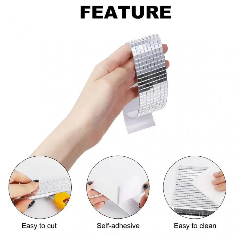 Self-Adhesive Real Glass Craft Mini Square Mirrors Mosaic Tiles Stickers Bathroom DIY Handmade Craft Home Decoration Making Tool