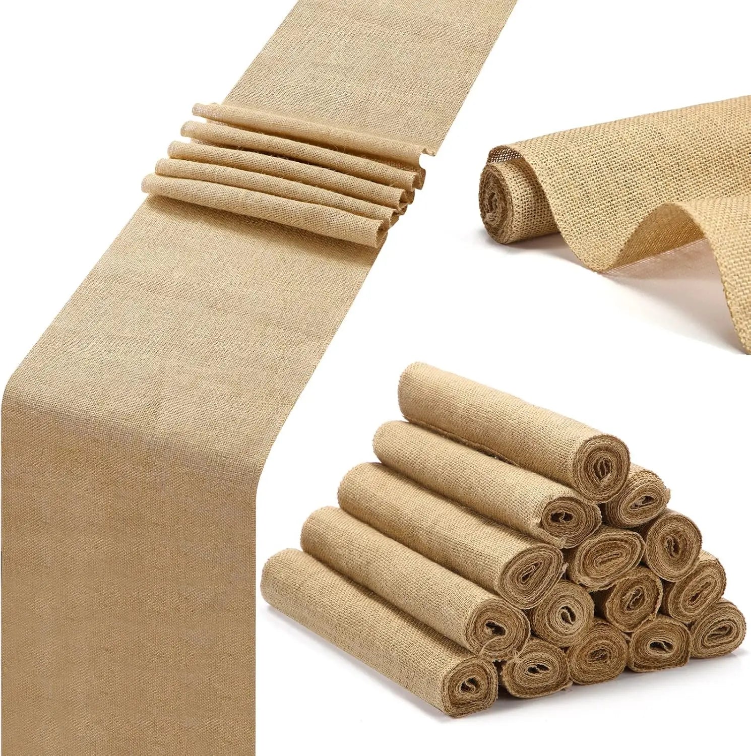36 Pcs Burlap Table Runners 12 x 108 Inches Khaki Table Runner Rustic Farmhouse Burlap Runners Jute Vintage Table Runner for Wed