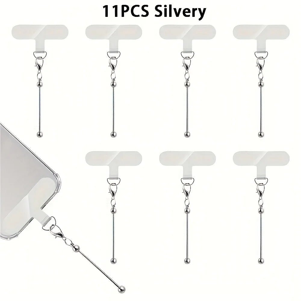 Creative Mobile Chain Small Lobster Clip Decoration Blank Bead Rod Keychain (Golden And Silvery), Transparent Dividers And Beads