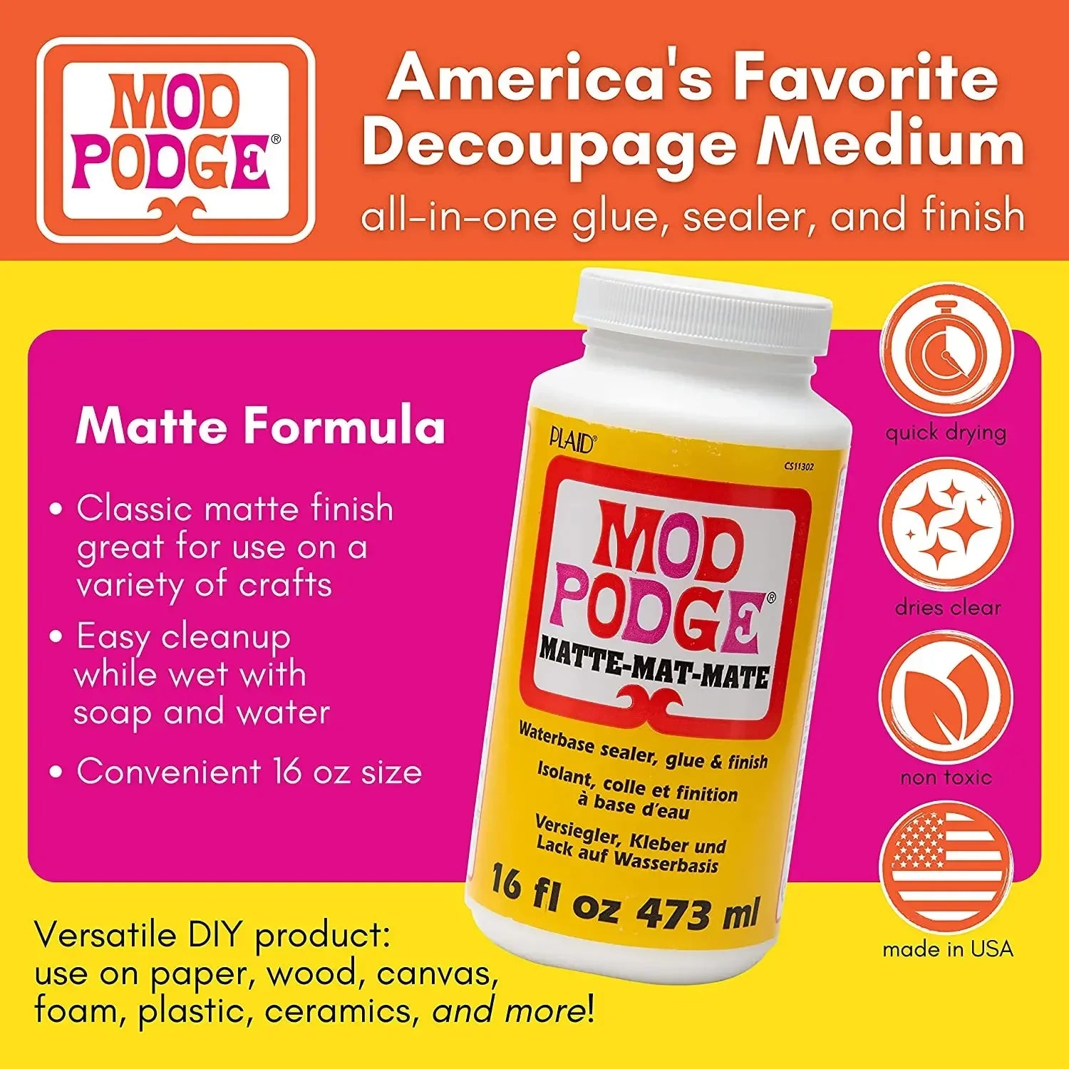 Mod Podge Matte gloss fluid painting glue board transfer dried flower seal Collage glue plaid Wood transfer glue dried flowe