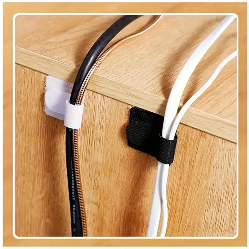 Self Adhesive Reusable Hook and Loop Cable Ties - Adjustable Cord Organizer Straps for Desk, Home & Office Cable Management