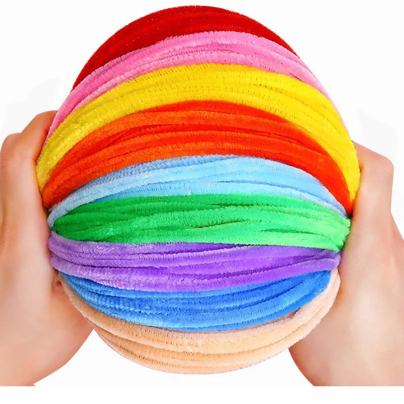 100PCS Colorful Twisted Rod DIY Handcraft Bar Wire Imaginative Wool Root Fluffy Bar Iron Wire Sticks Art Kids Educational Toys