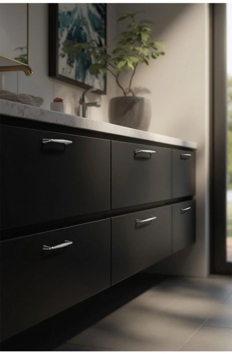 Nickel Brushed Kitchen Cabinet Pulls Silver Wardrobe Drawer Handles Zinc Alloy Single Hole Knobs Modern Furniture Door Handles