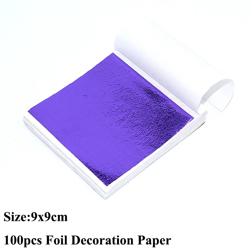 100pcs Imitation Gold Sliver Copper Foil Paper DIY Resin Candle Plaster Craft Leaf Flake Gilding Sheets Art Nail Home Decoration