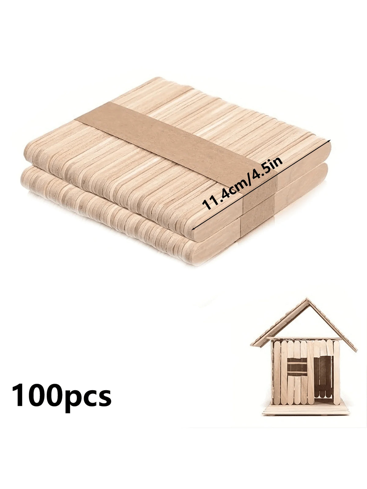 50/100/200 Pieces 11.4cm/4.5 inch Small Wooden Craft Sticks - Multi-purpose wooden sticks for DIY projects and waxing
