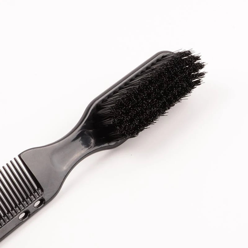 Double-sided Comb Brush Black Small Beard Styling Brush Professional Shave Beard Brush Barber Vintage Carving Cleaning Brush