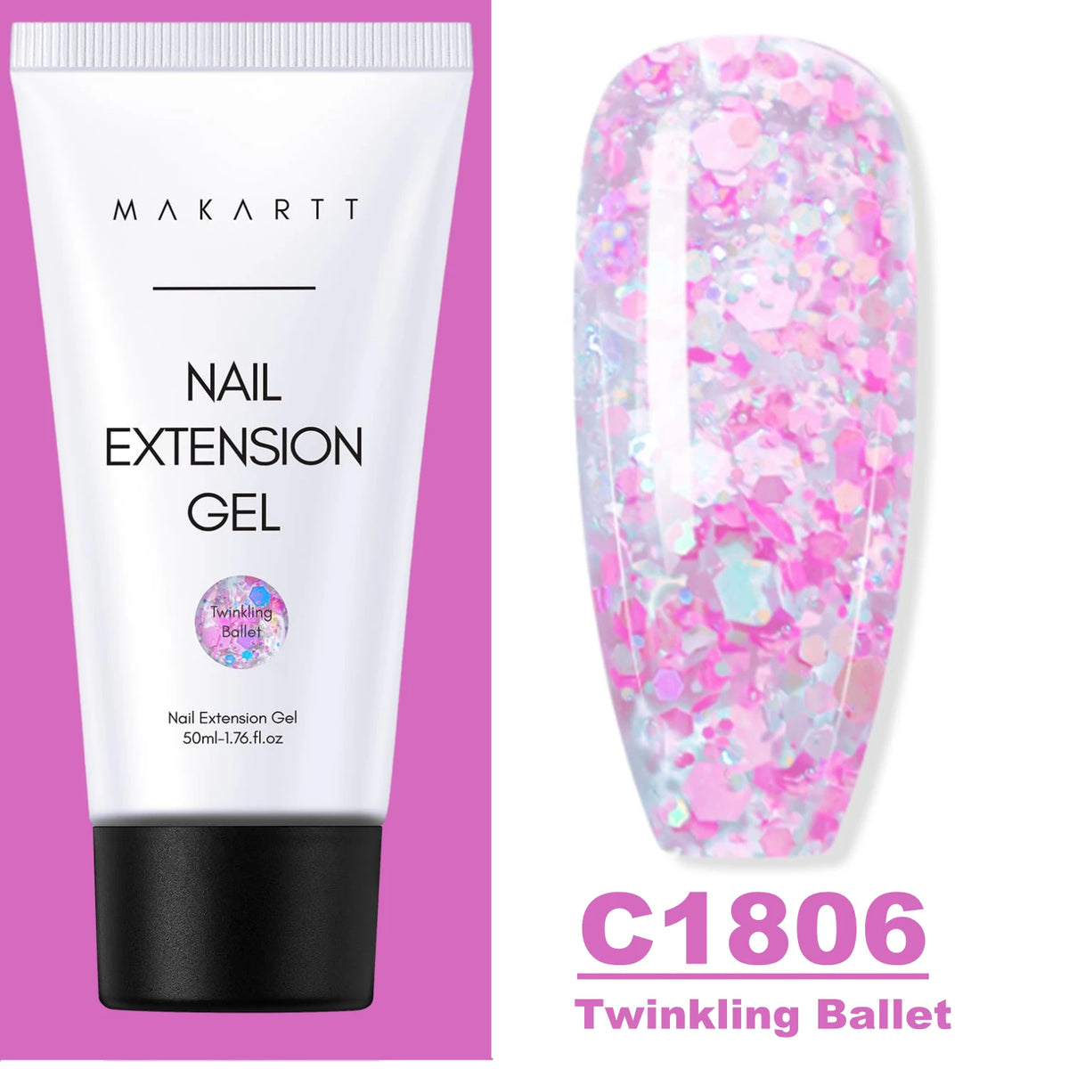 Makartt Poly Nail Extension Gel for Nails ,Clear Pink Builder & Sculting Soak Off Hard Gel for Strong Natural Look for Beginer