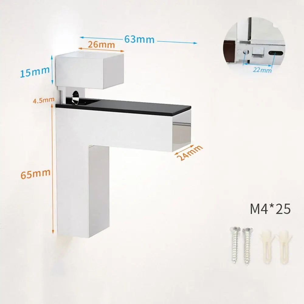 Wall Mount Zinc Alloy Furniture Accessories Cabinet Door clip Glass Door Clamp Frameless Brackets Glass Shelf Holder