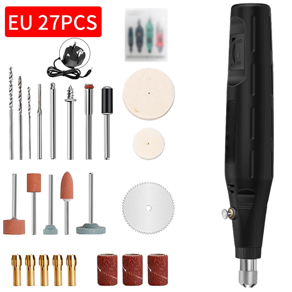 Mini Electric Drill Power Tools Drill 18000r/min Grinder Grinding Set Hand-held Drilling Machine Stepless Speed Regulation Drill