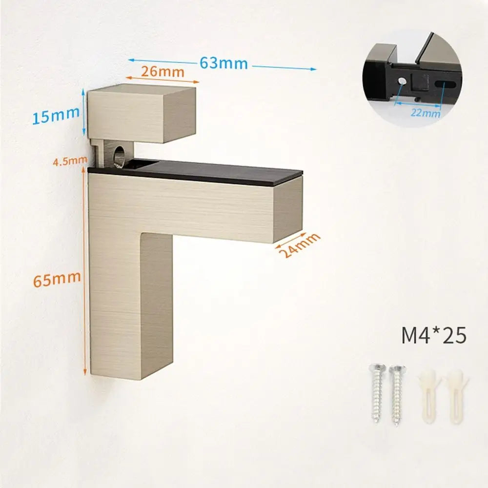 Wall Mount Zinc Alloy Furniture Accessories Cabinet Door clip Glass Door Clamp Frameless Brackets Glass Shelf Holder