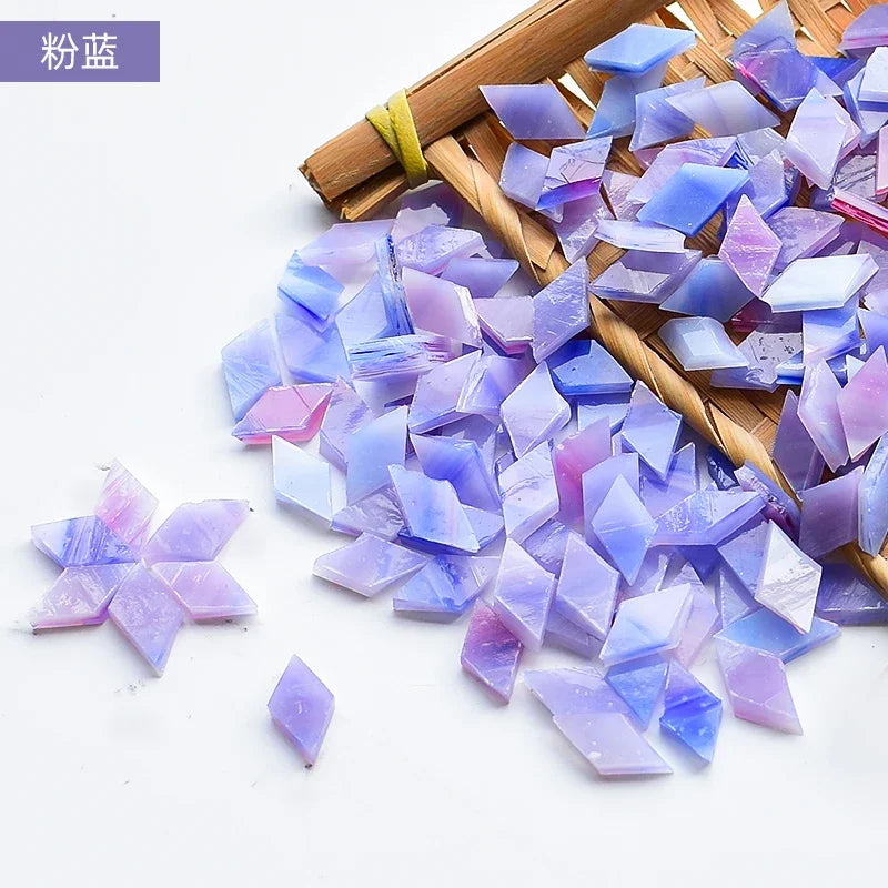 200g Diamond Shape Mosaic Mica Stained Glass Mosaic Tiles Mosaic Making Tiles for Puzzle Art DIY Craft Lamp Table Accessories