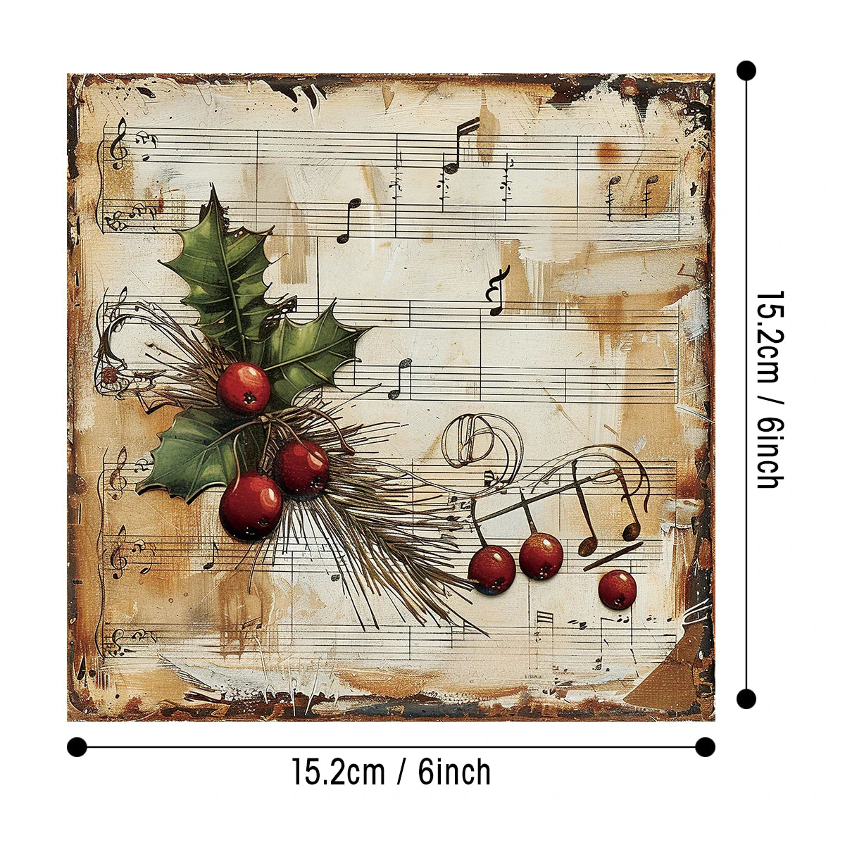 12pc Vintage Christmas Old Music Sheet Scrapbook Paper Set,Retro Christmas Collection Kit Paper for Junk Journal DIY Card Making