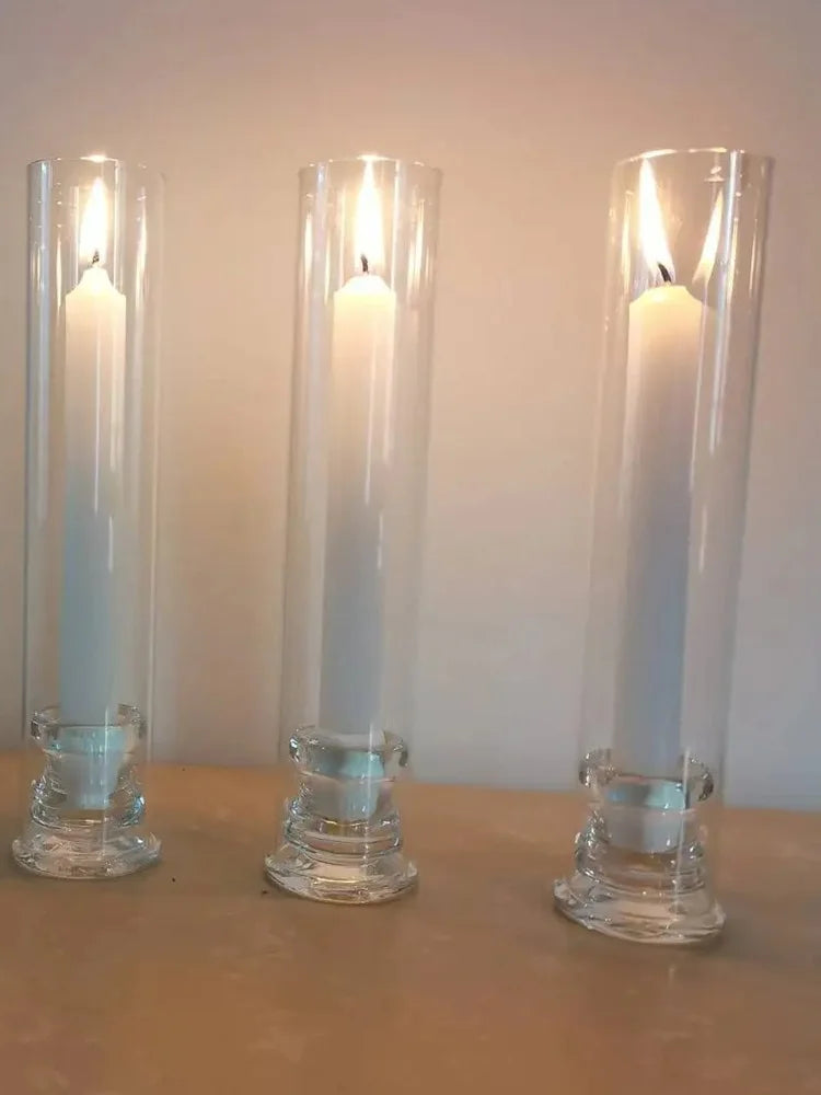 20pcs transparent candle holder, hurricane glass candle holder, used for decorating the center of the dining table, wedd
