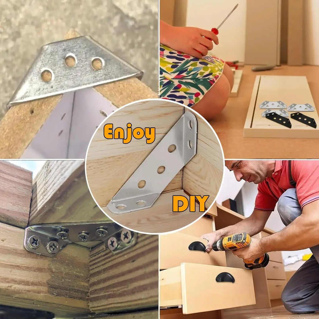 20PCS Stainless Steel L Brackets for Wood Furniture, Shelves, Tables, Cabinets - Universal Corner Connectors