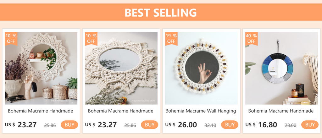 Bohemia Macrame Handmade Makeup Decorative Mirror Wall Tapestry For Bedroom Livingroom Bathroom Home Decor  Shower Round Mirrors