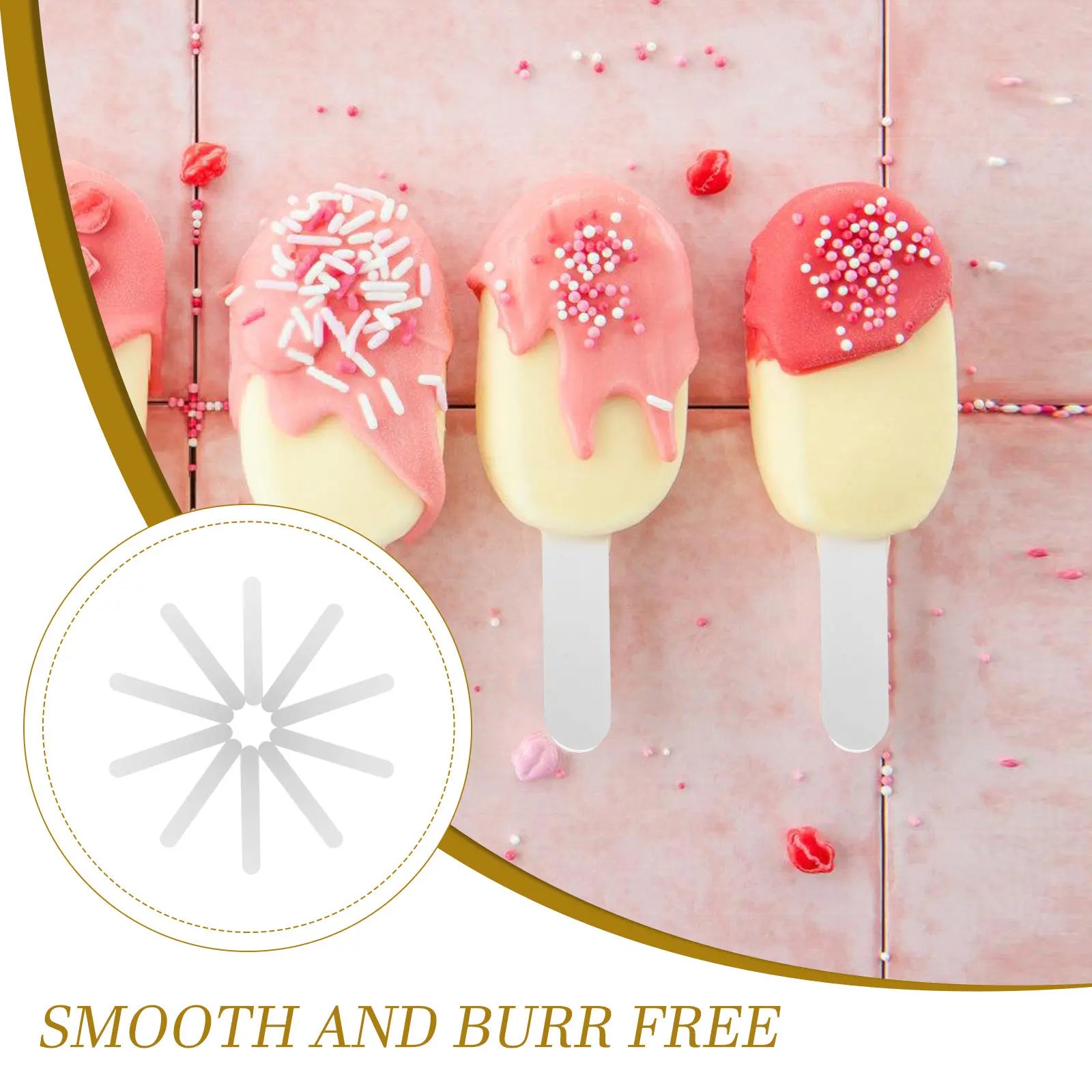 30Pcs Acrylic Popsicle Sticks Reusable Transparent DIY Ice Cream Cake Pop Dessert Craft Sticks for Homemade Treats Baking