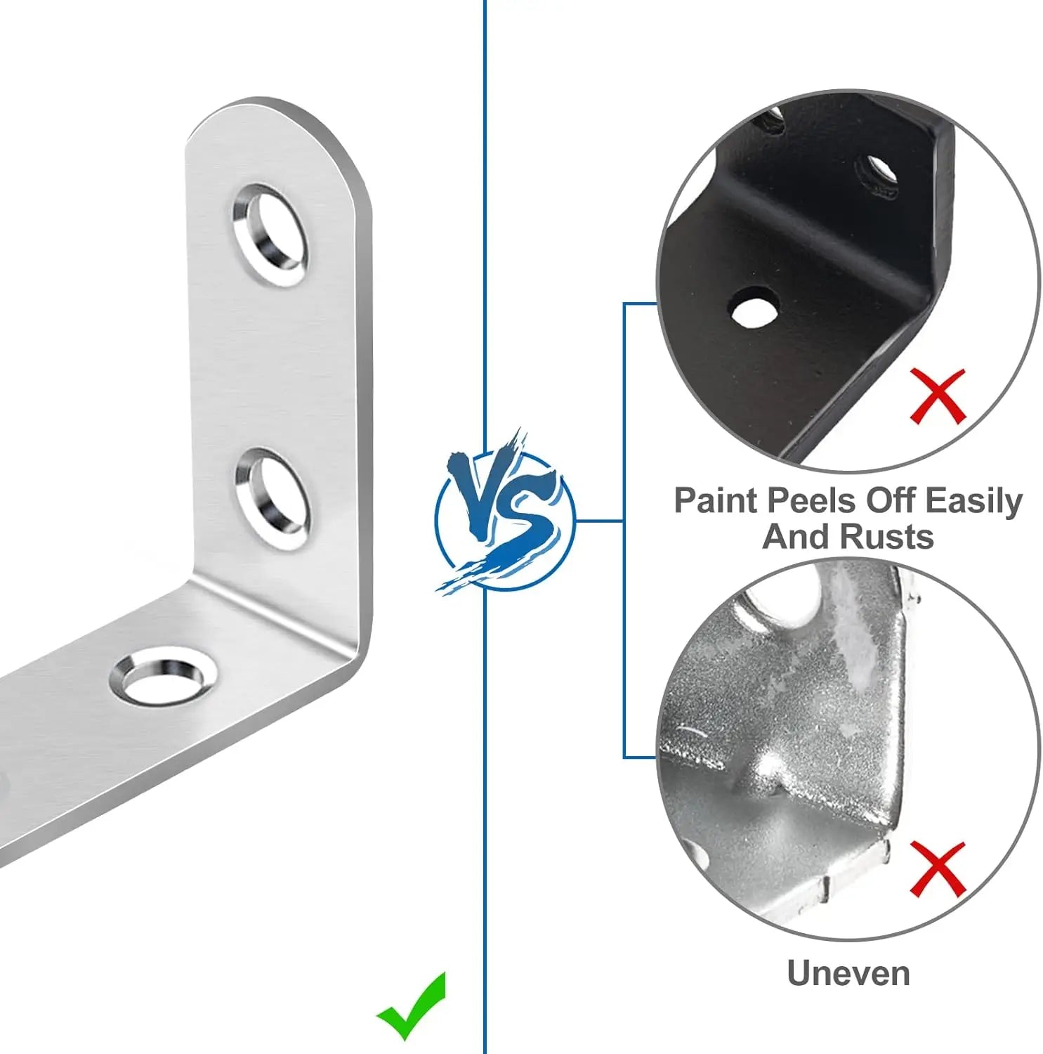 16 Pcs Stainless Steel L Brackets, 90 Degree Corner Braces with Screws for Furniture Shelves Tables