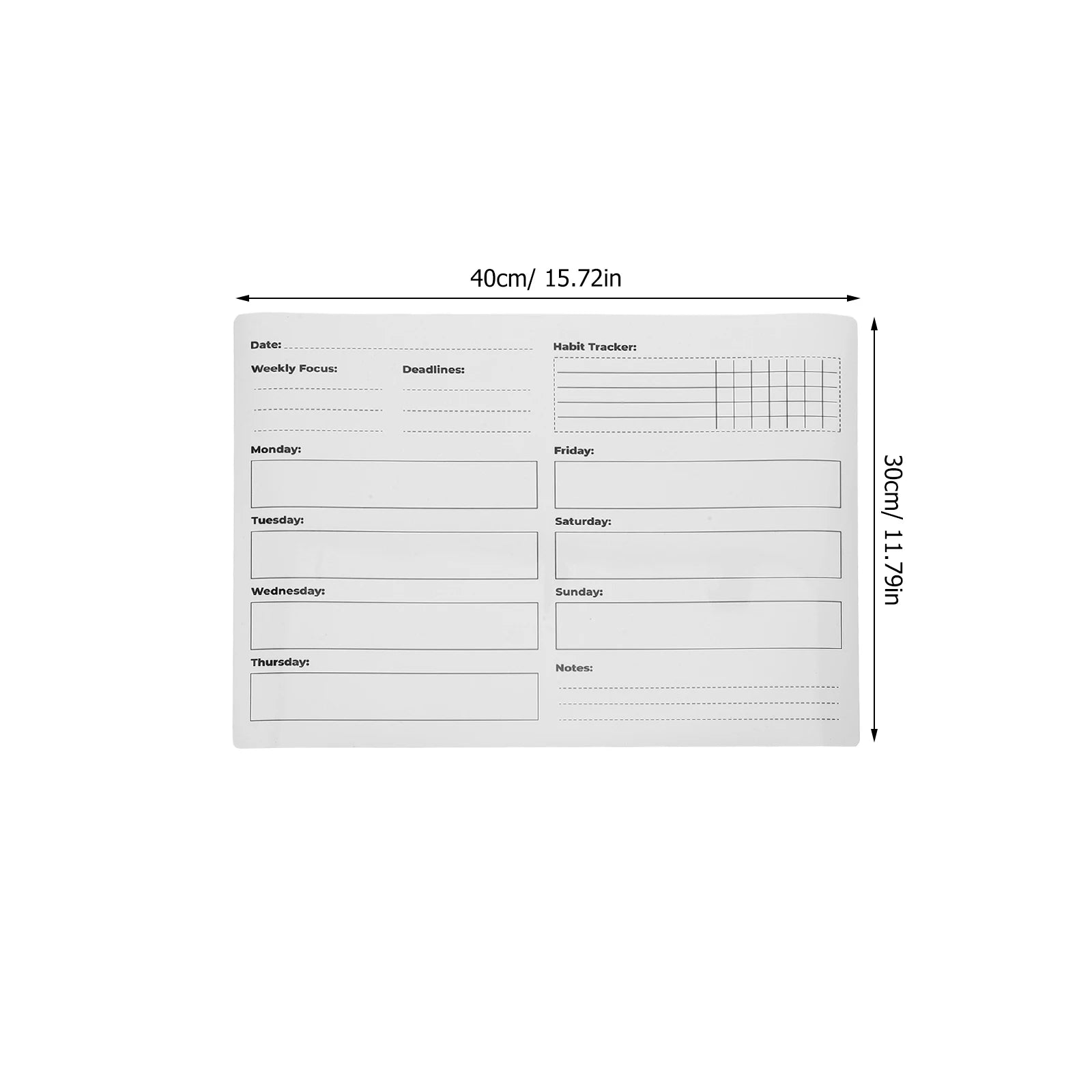 1 Weekly Planner Whiteboard Sticker for Wall Self-Adhesive Dry Erase Sheet Removable PVC Calendar for Fridge Home Office