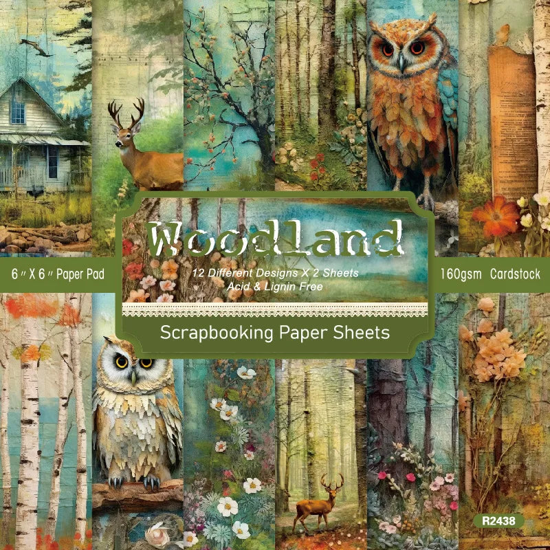 12 Sheet Scrapbooking Paper 15x15cm, Christmas Journal Planner Paper Pad Cardstock Backgrounds Card for DIY Art Craft Decoration