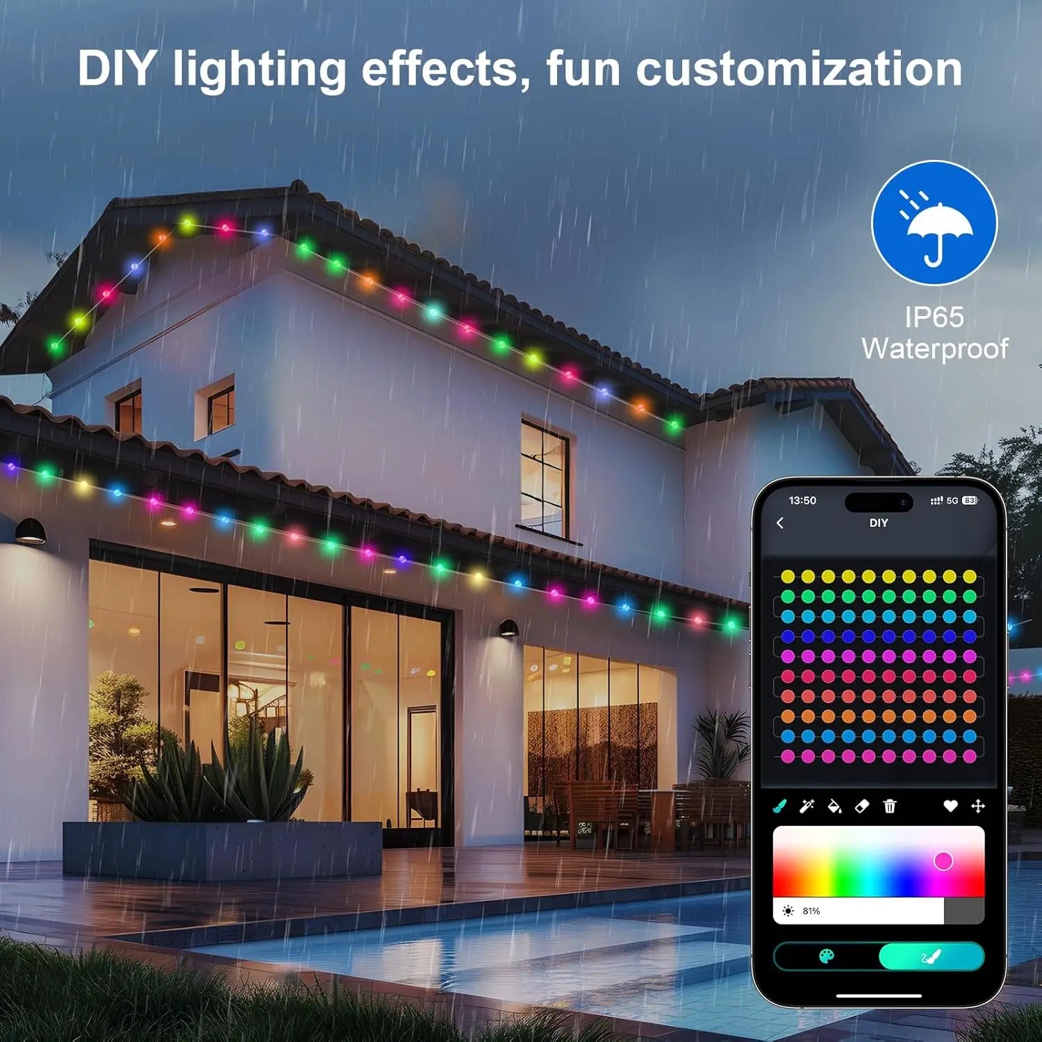 RGB Color Changing Globe String Lights 33ft Smart APP Control Fairy String Hanging Lights For Indoor Outdoor Party Christmas