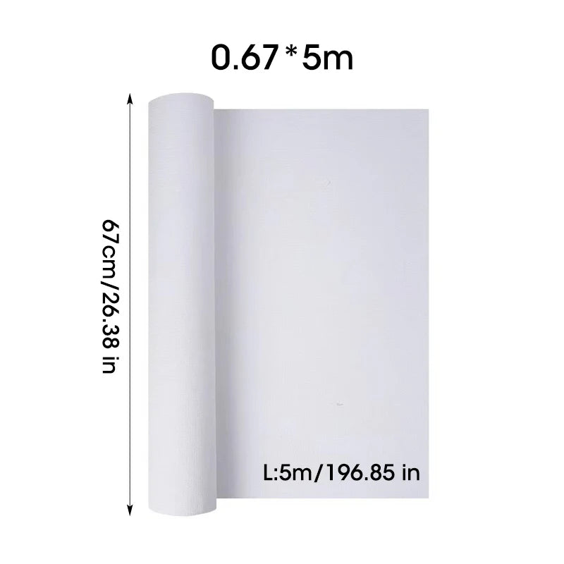 5M/Roll Cotton Canvas Roll,White Black Blank Specialized Suitable for Oil Painting,Acrylic Pigments,27,37,47,,57,67,77,87cm Wide
