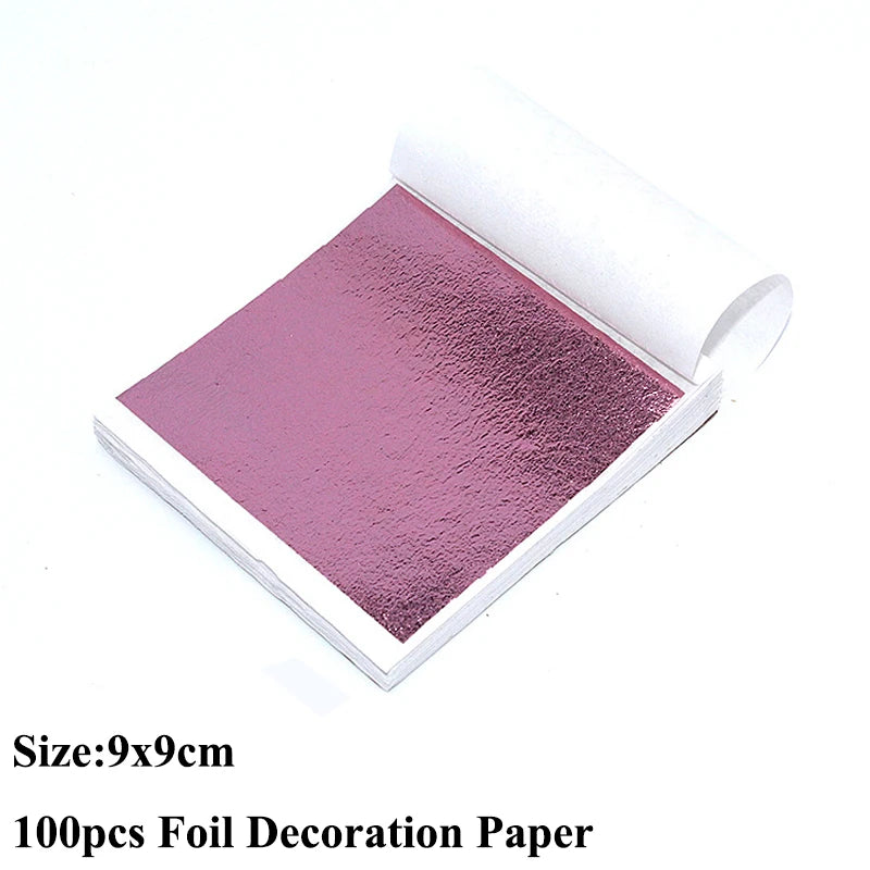 100pcs Imitation Gold Sliver Copper Foil Paper DIY Resin Candle Plaster Craft Leaf Flake Gilding Sheets Art Nail Home Decoration