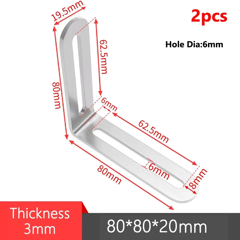 1/2Pcs Stainless Steel Angle Bracket Furniture Fastener 90 Degree Right Angle Corner Brace Joint Silver L Shape