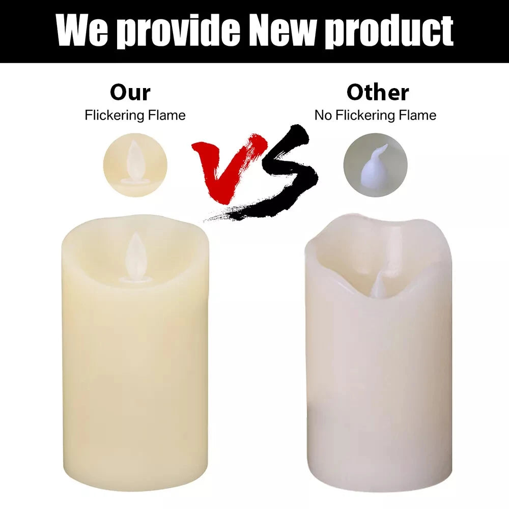 Flickering Flameless Candles 3X Battery Operated Flickering Led Candles Flameless Wax Pillar Candles Light Waterproof Pillar Led