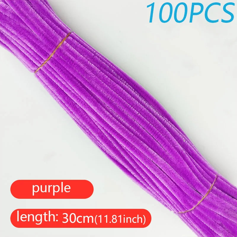 100PCS Colorful Twisted Rod DIY Handcraft Bar Wire Imaginative Wool Root Fluffy Bar Iron Wire Sticks Art Kids Educational Toys