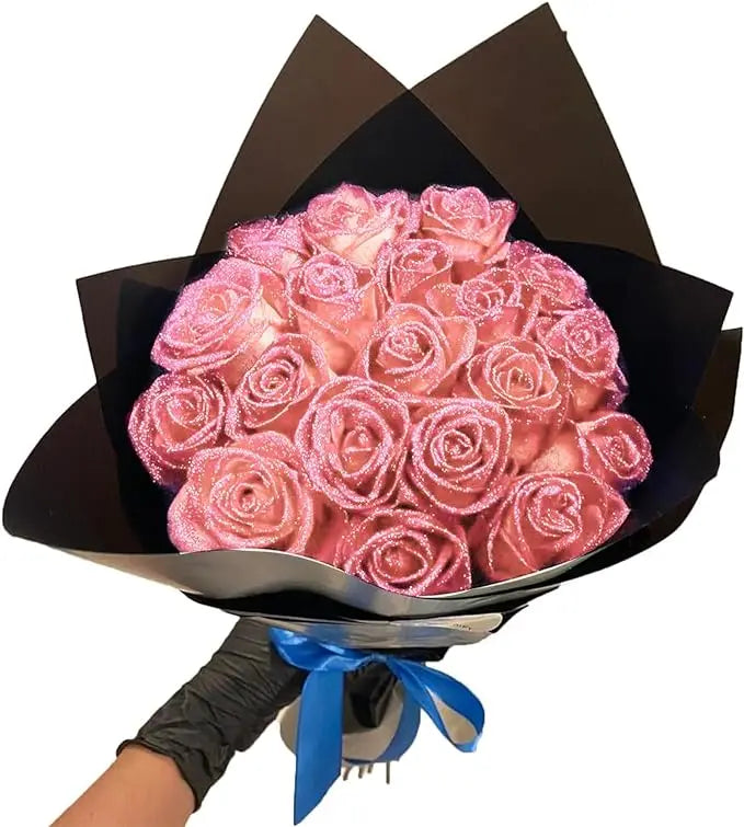 Mother's/Valentine's Day 30/50 pcs 7cm Glitter artificial flower rose girl friend wife DIY bouquet gifts for wedding Birthday