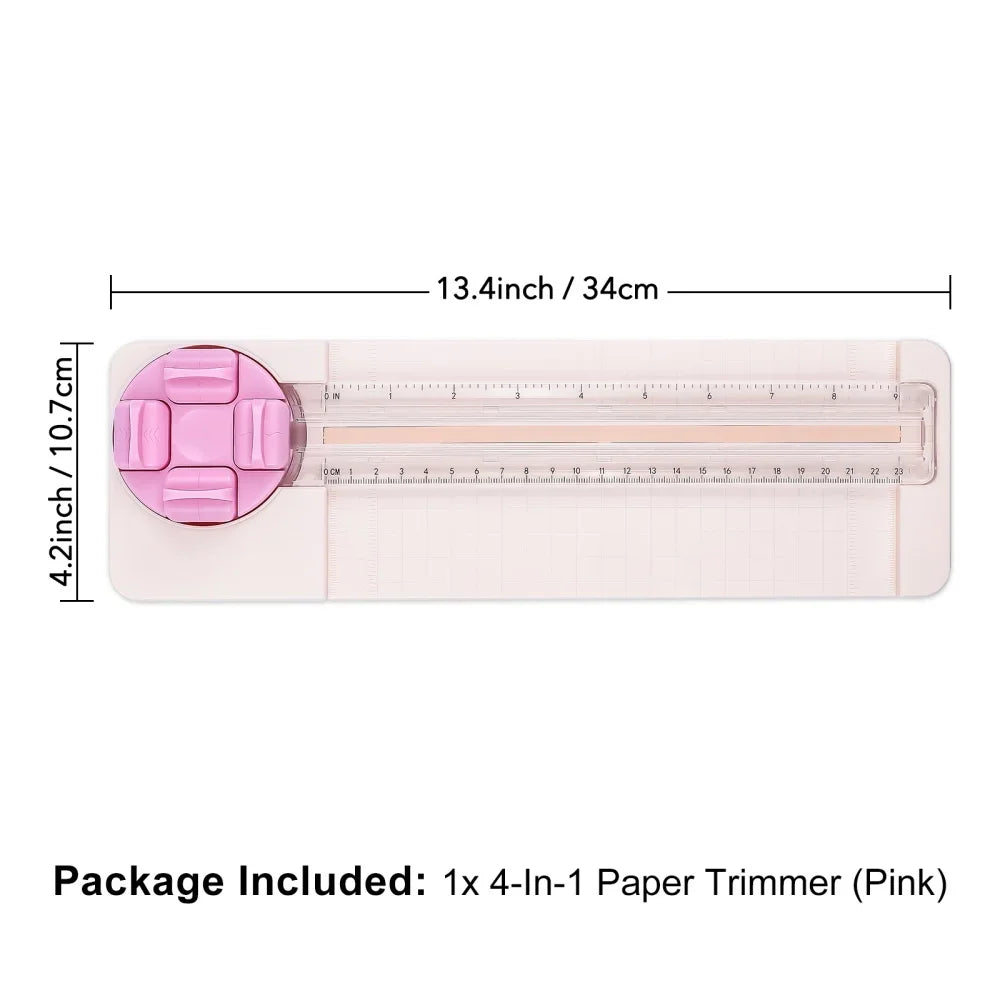 Multi-Functional 4-in-1 Paper Trimmer with Dial Blades Precision Craft Paper Cutter for DIY Scrapbooking Paper Cutting Tool